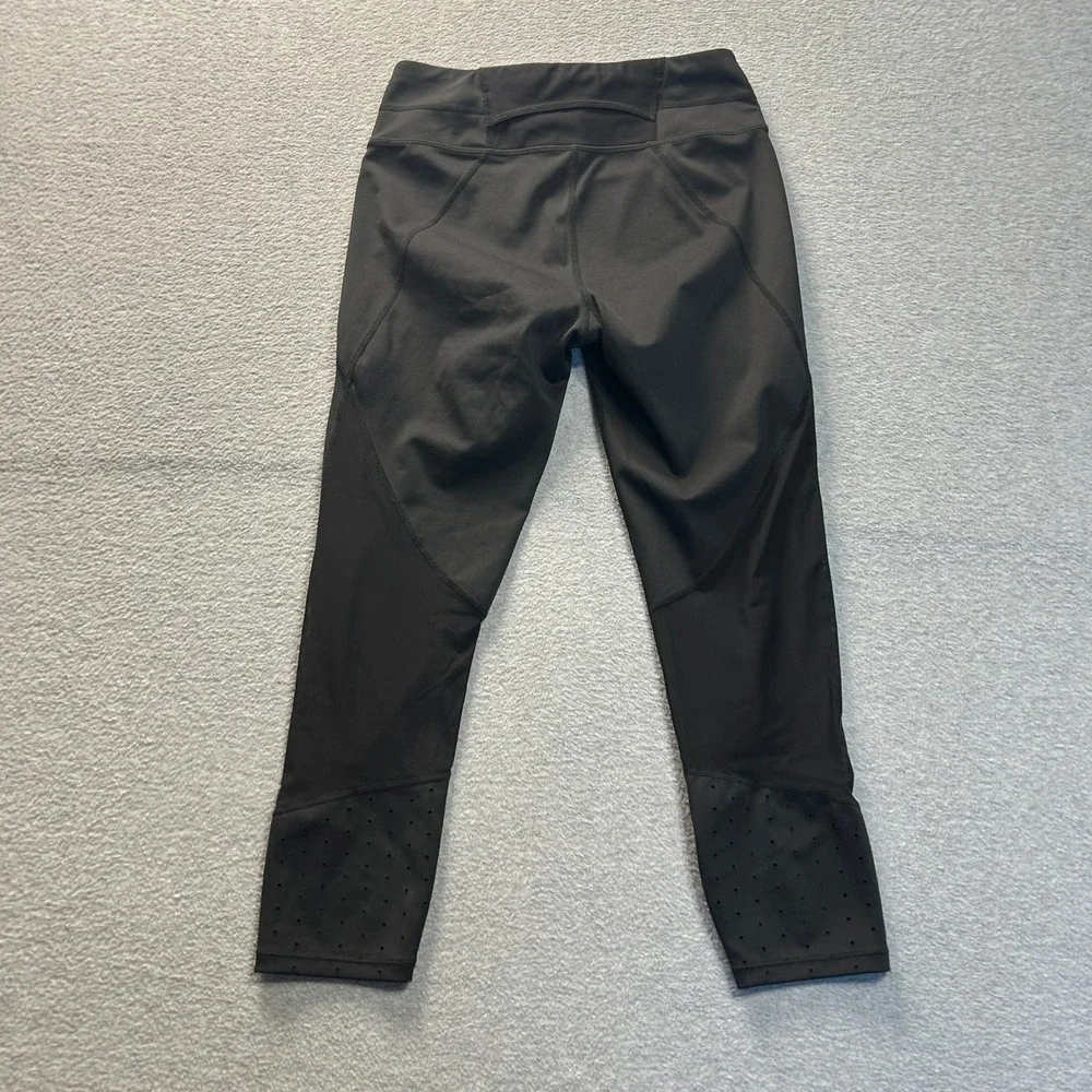 Athleta Capri Leggings Womens XS Black Mesh Perforated High Rise Yoga Running